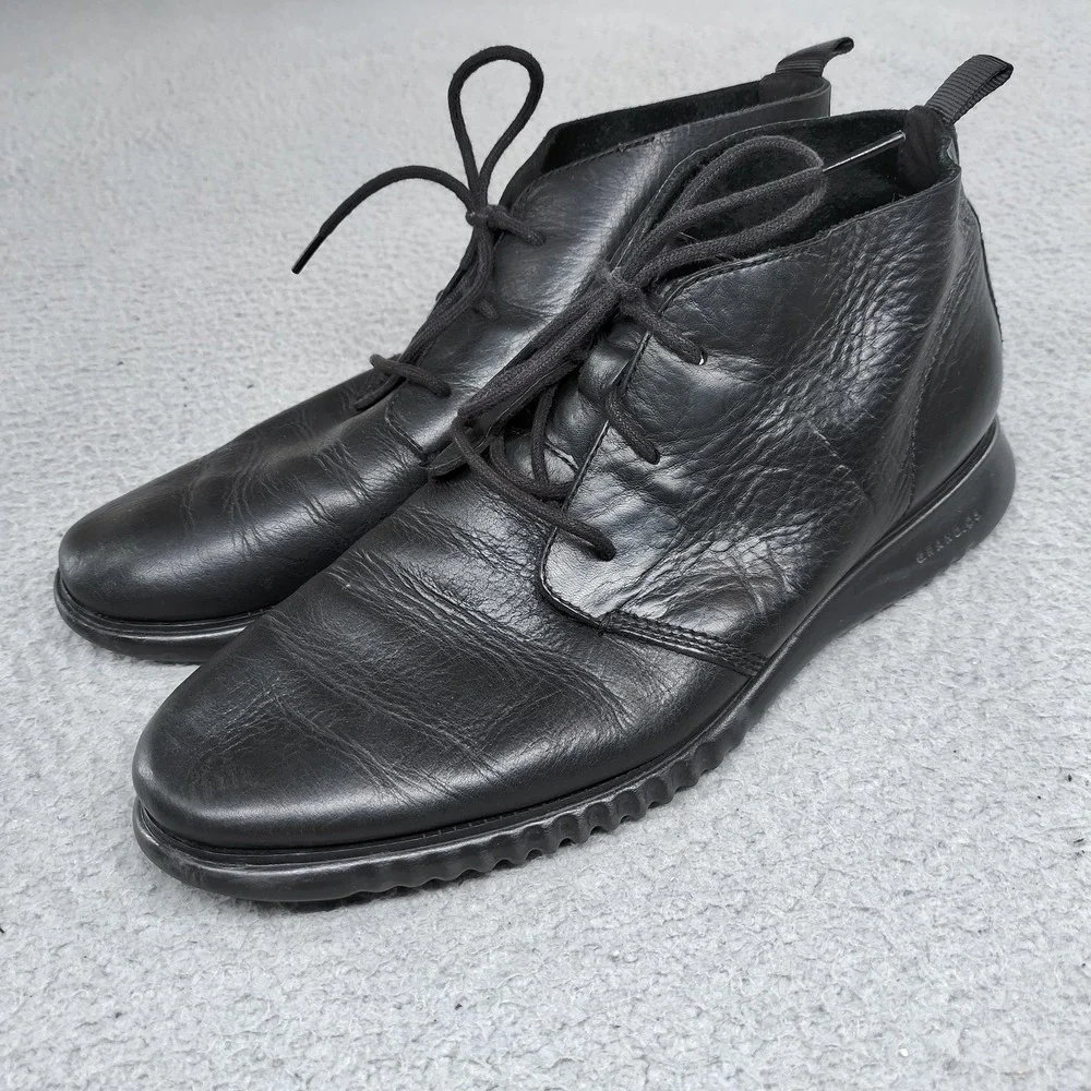 Cole Haan Chukka Boots Mens Size 11.5 Black Leather 2.ZEROGRAND Grand.OS C21984